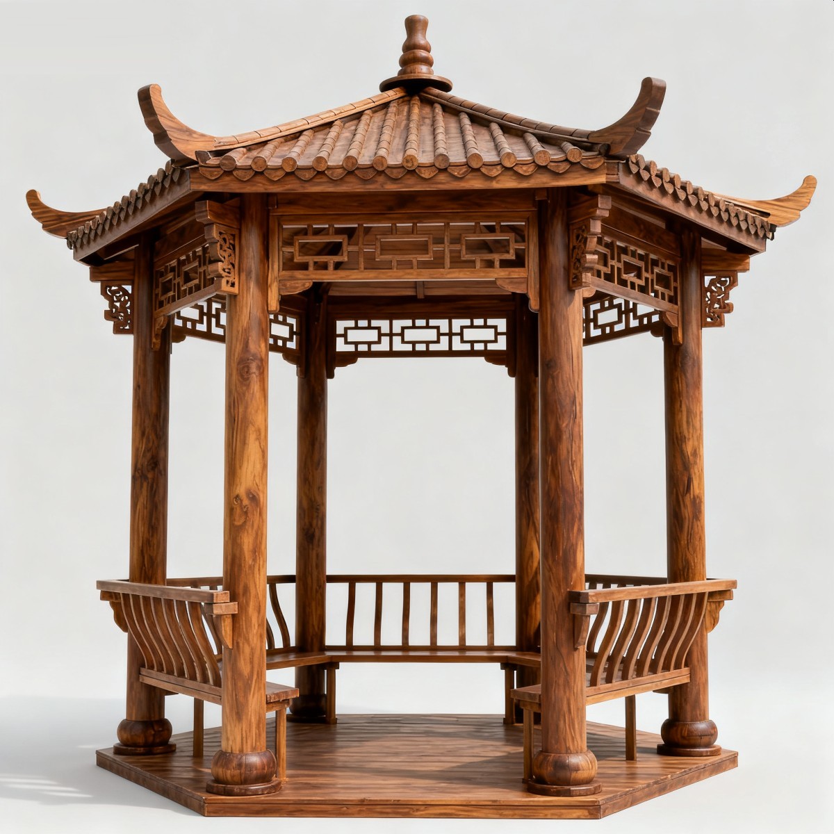 陕西中式风格防腐木凉亭,实木凉亭,木亭